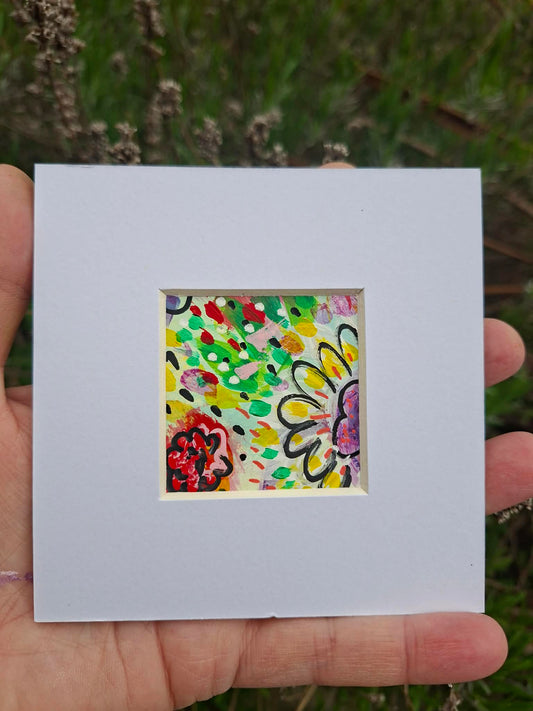 Vibrant floral original in white mount #3