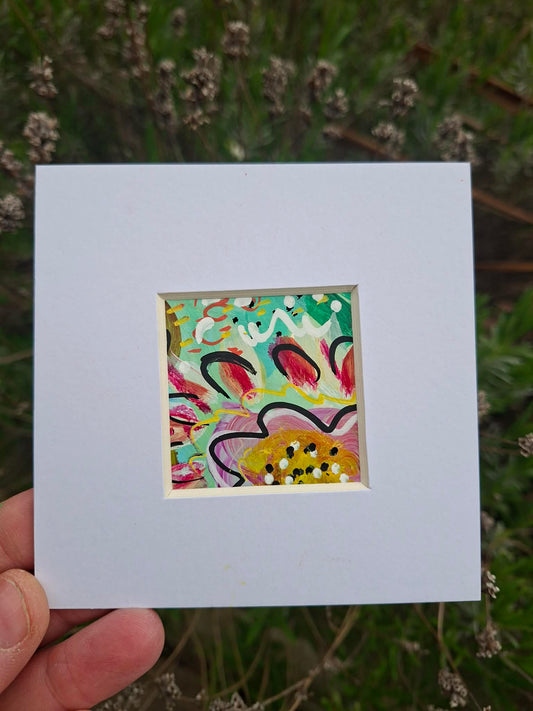 Vibrant floral original in white mount #4