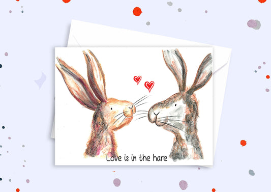 Valentines 'Love is in the hare' A5 card