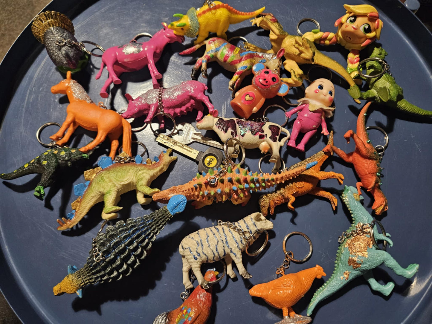 Upcycled fun toy keyrings