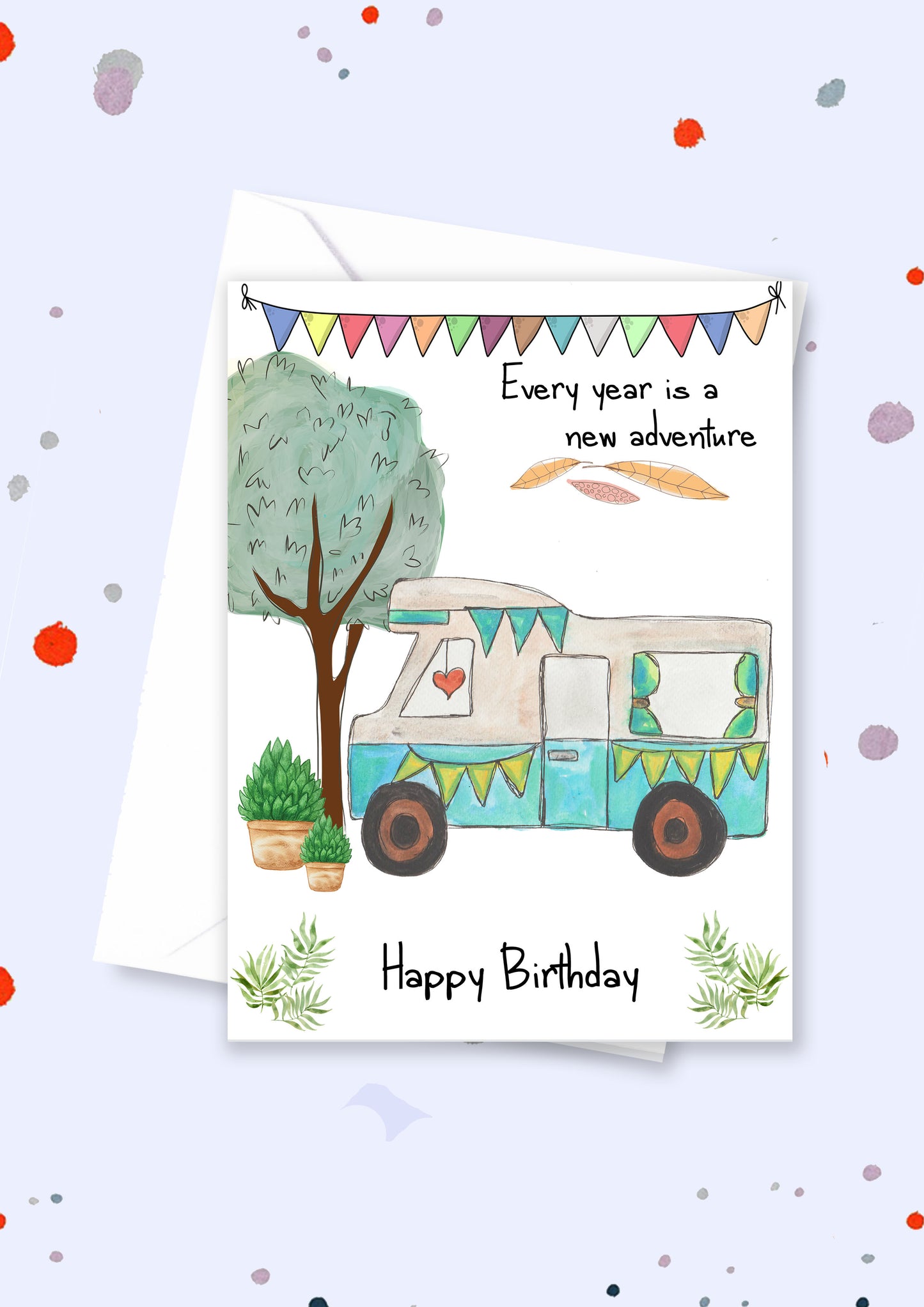 Birthday A5 card - campervan