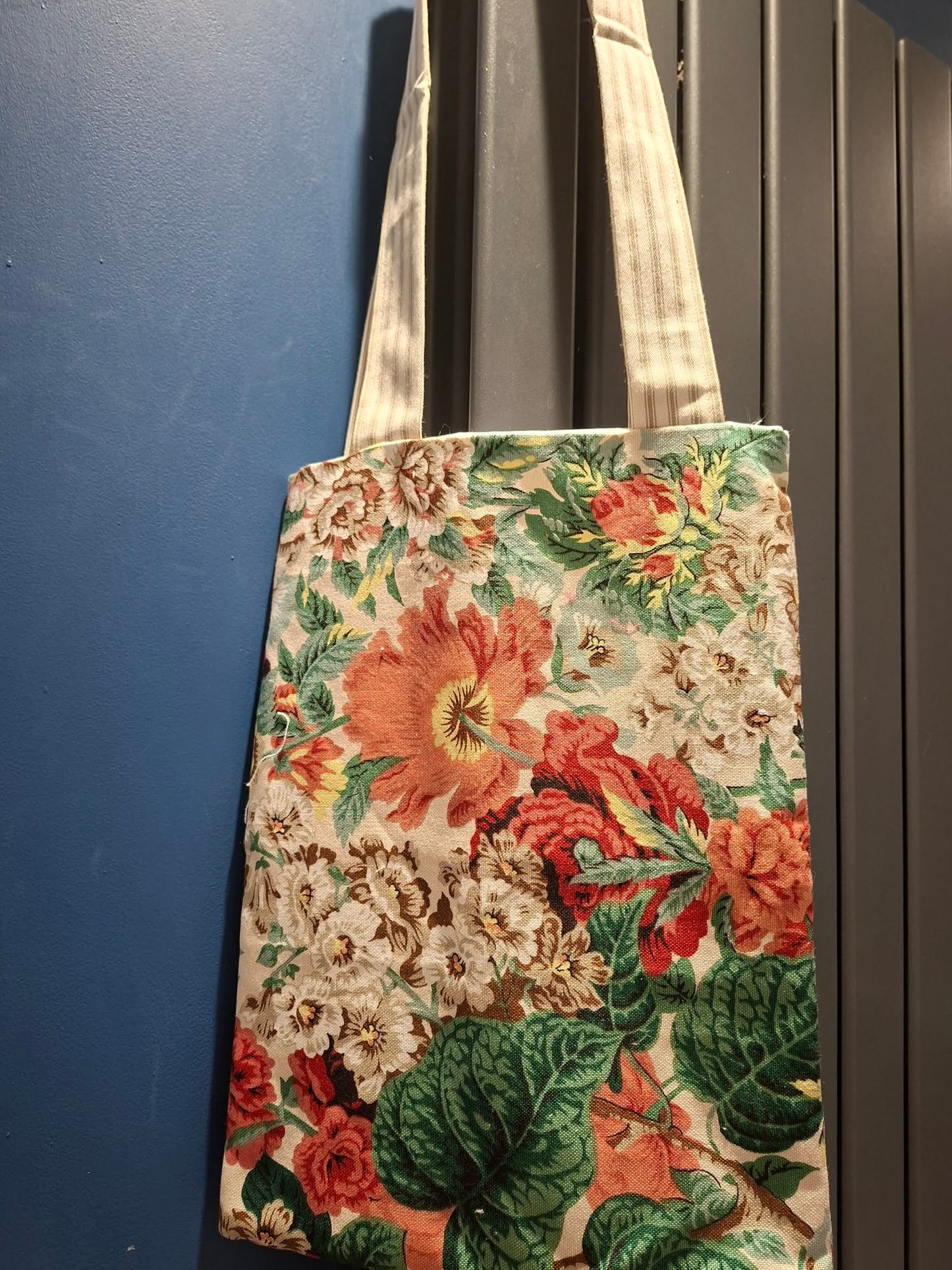 Handmade vintage floral tote style bag