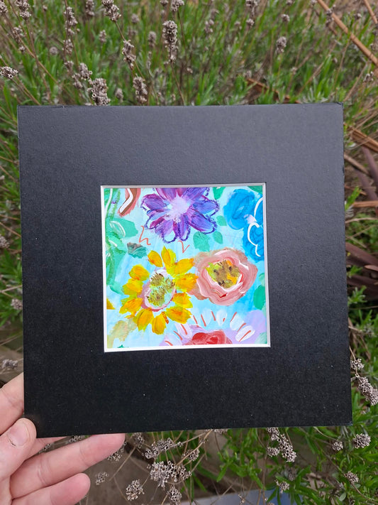 Vibrant floral original in black mount #5