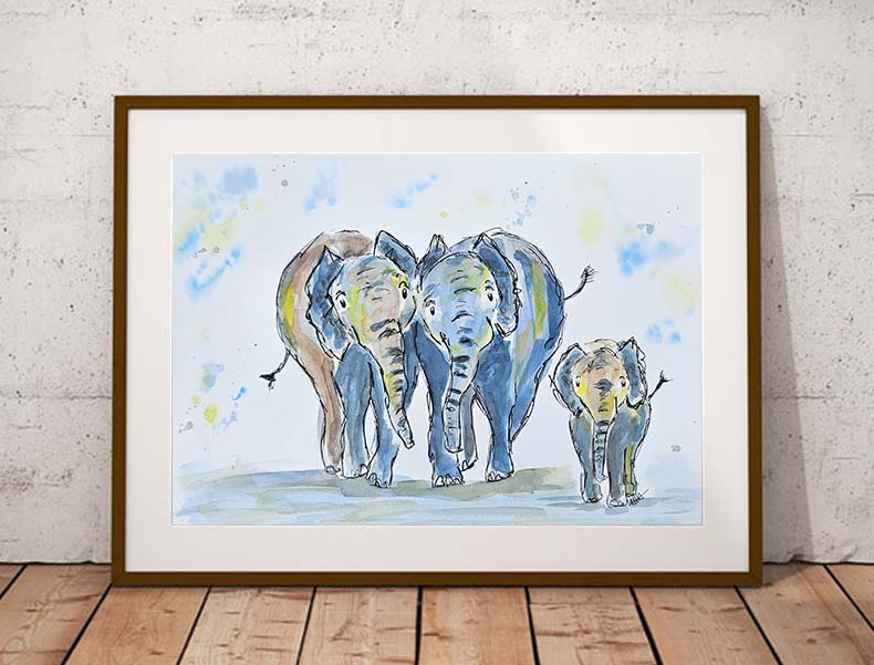 Elephants (3) fine art print