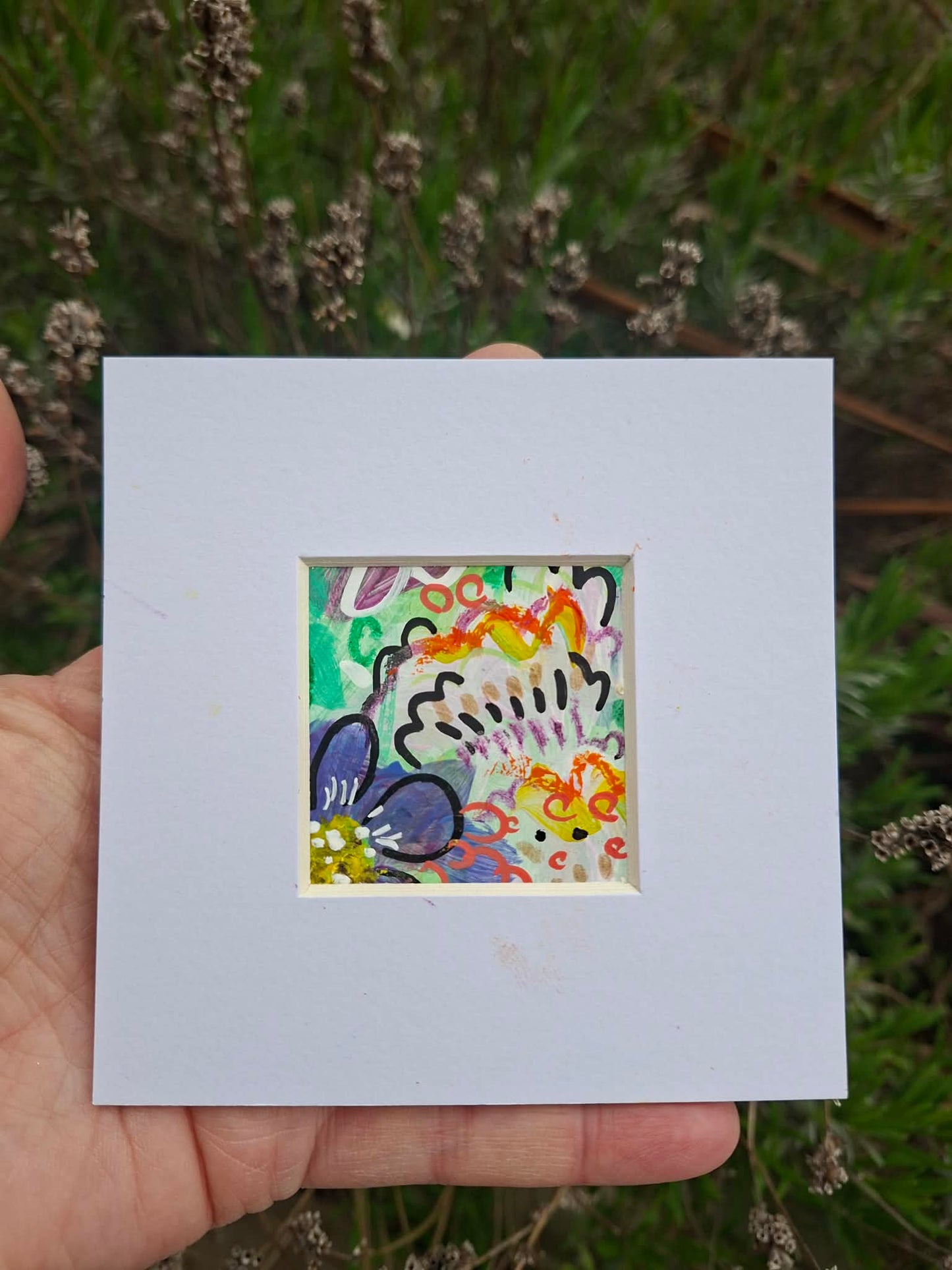 Vibrant floral original in white mount #2