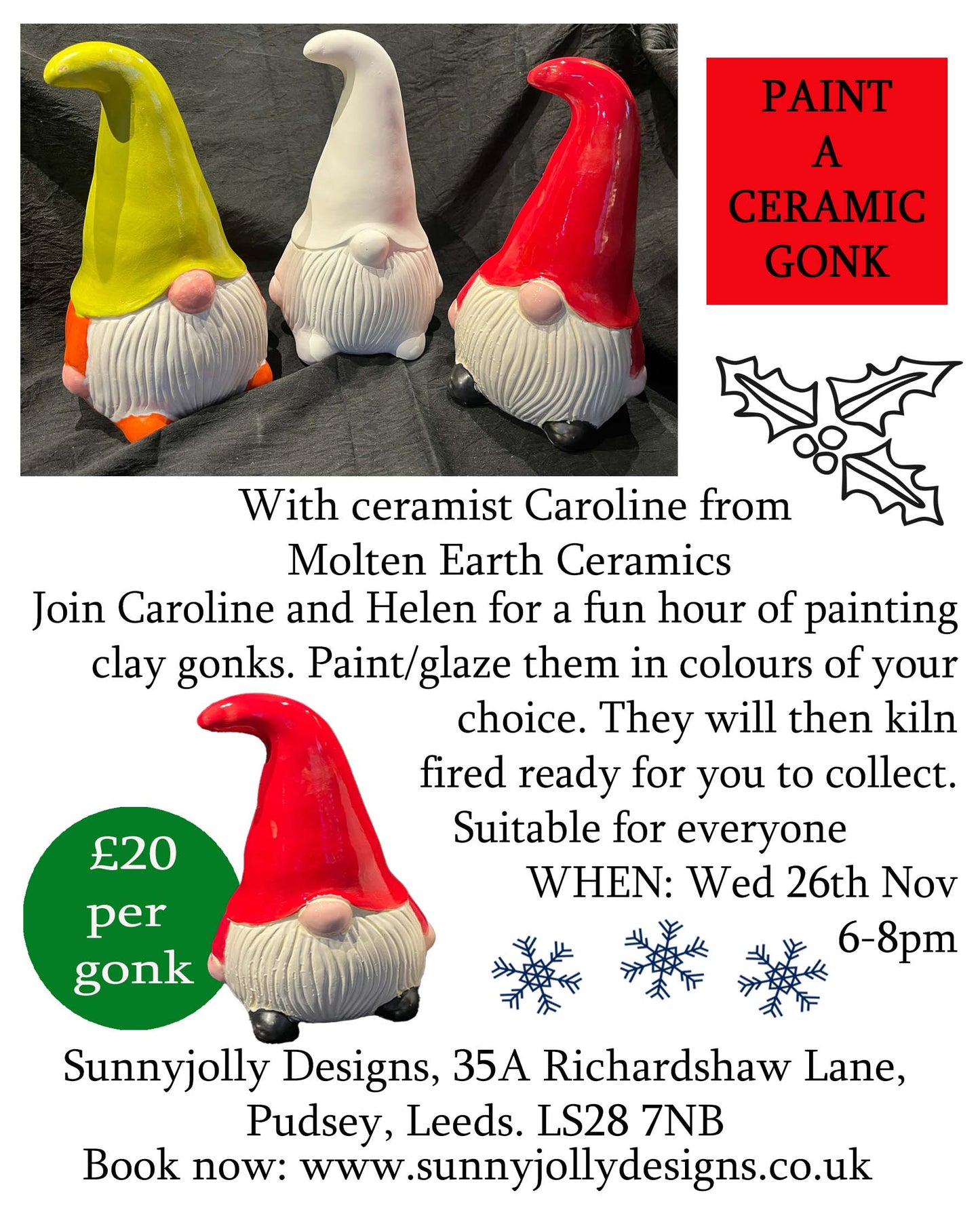 Paint a ceramic gonk- Wed 26th Nov 6-8pm