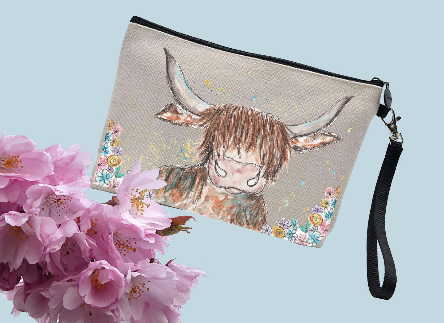 Highland cow make up / toiletries bag