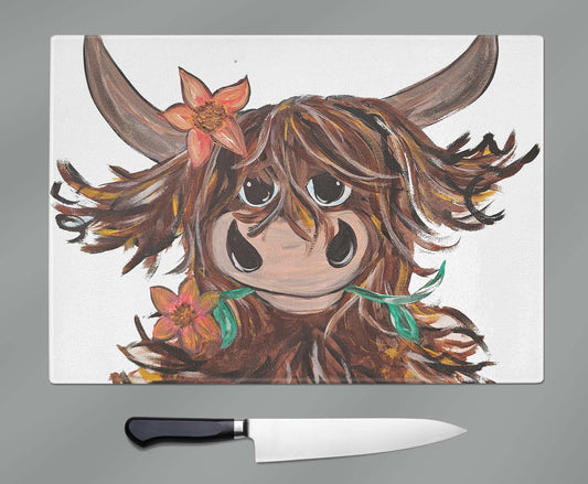 Highland cow chopping board / Worktop saver