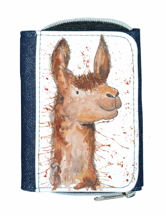 Llama denim purse