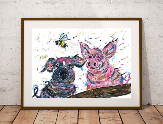 Pigs and bee fine art print