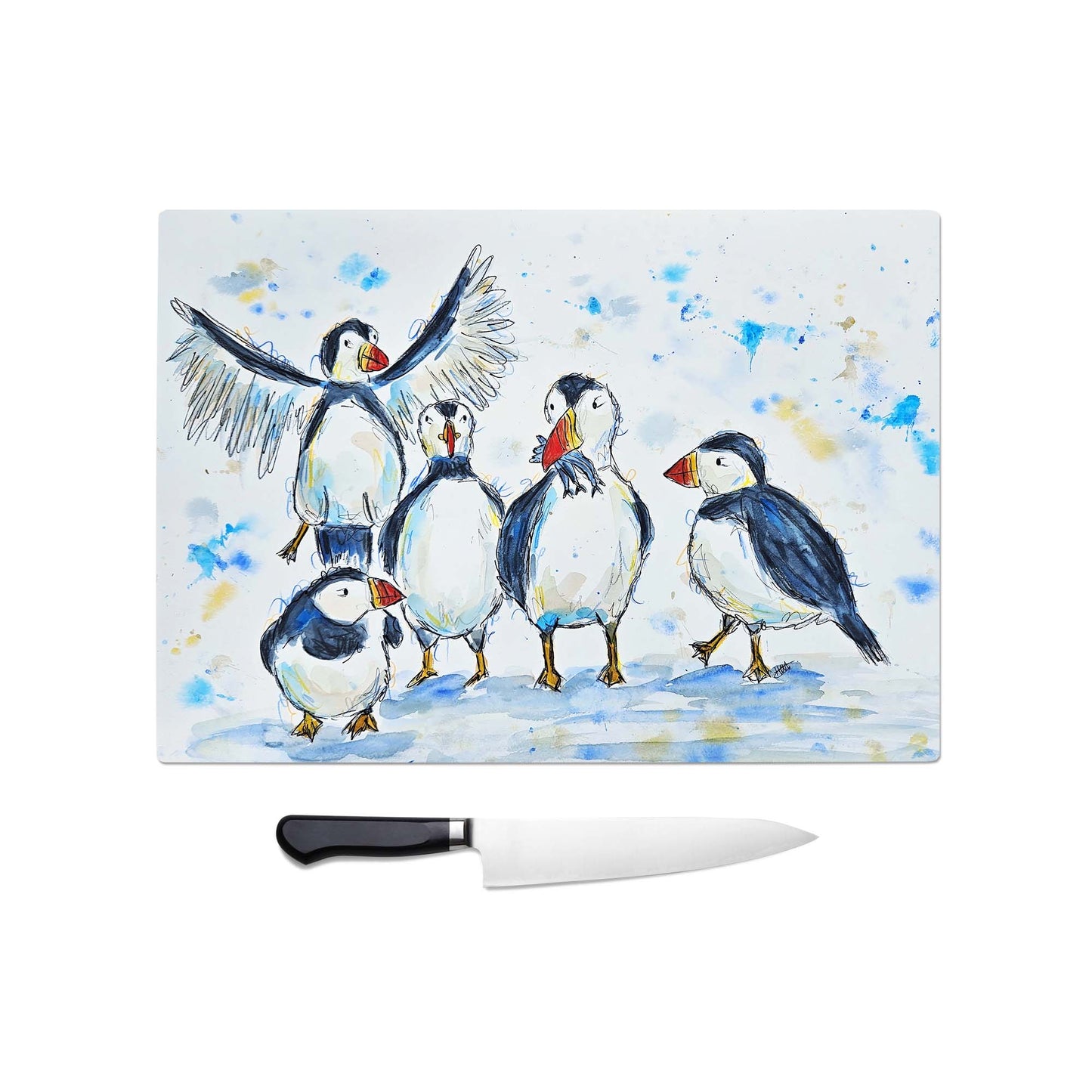 Puffin friends chopping board / Worktop saver