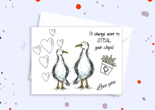 Valentines 'Seagull' A5 card