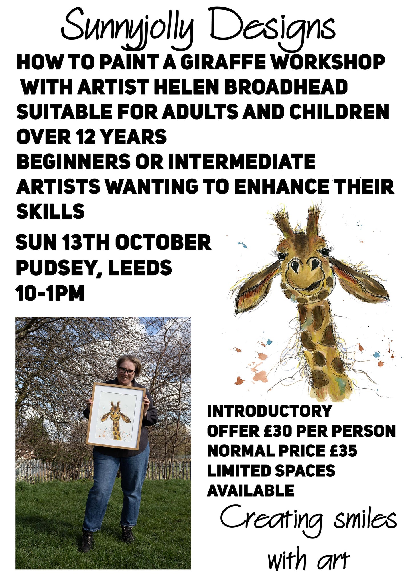 How to paint a giraffe workshop Pudsey Leeds 13th October