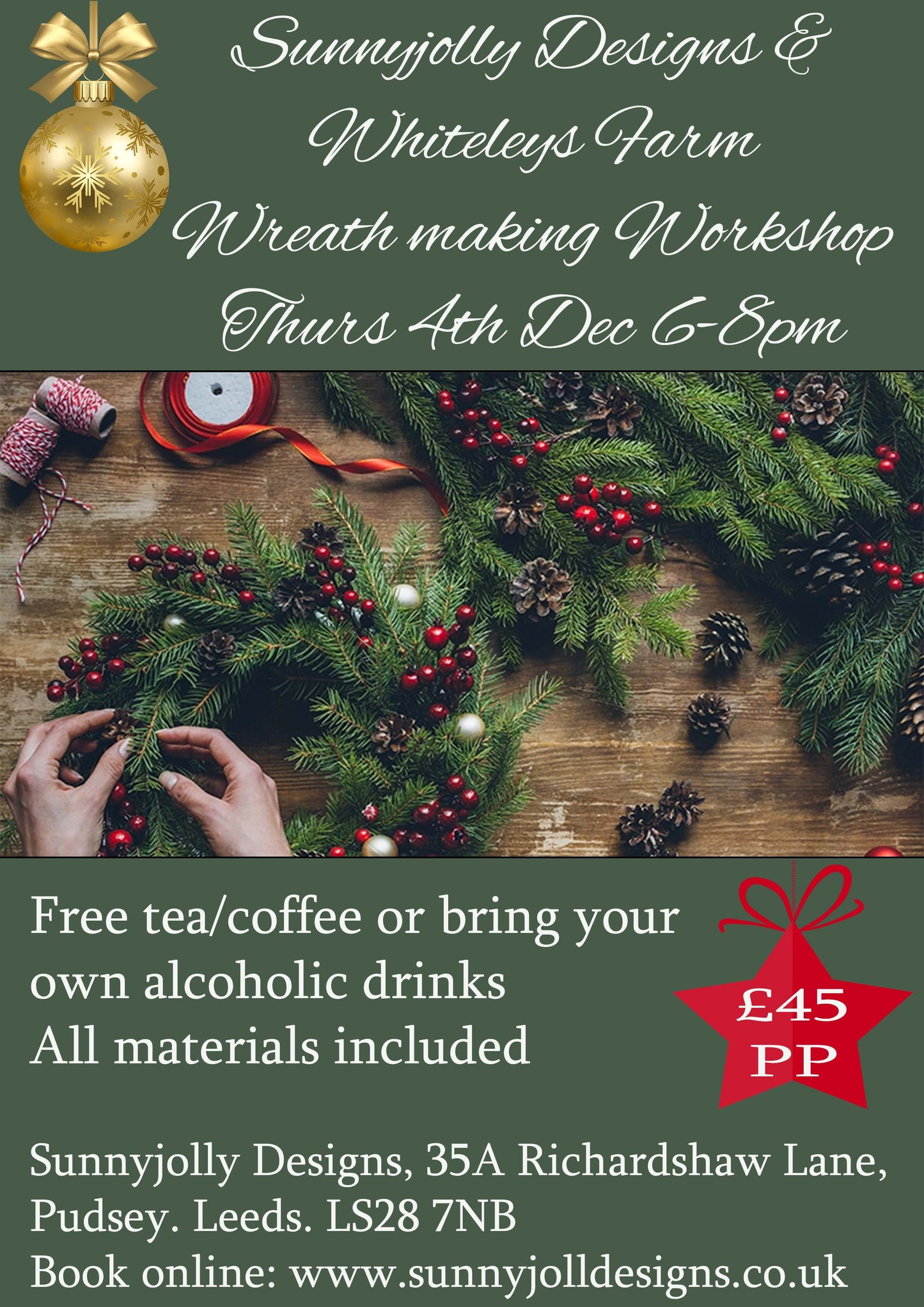 Thurs 4th Dec- 6-8pm Traditional wreath making workshop