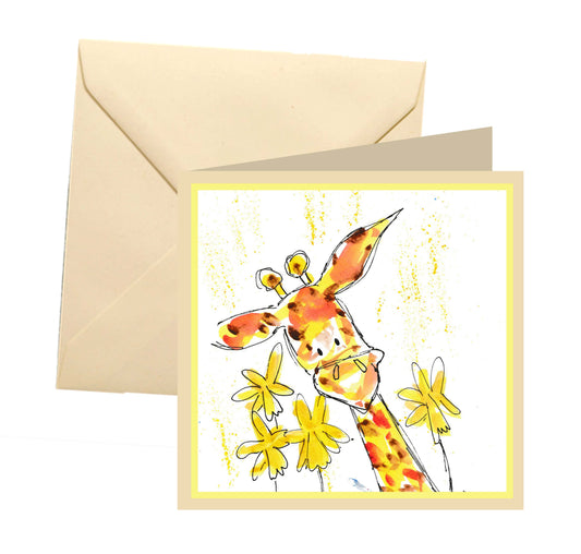 Daffodil giraffe blank card