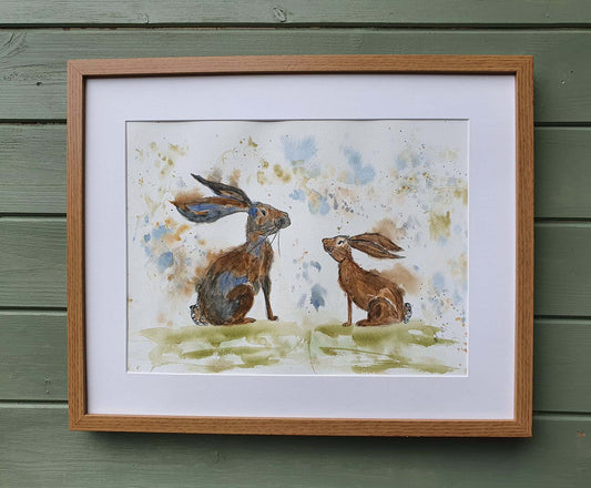 Tink and Olga hares original painting