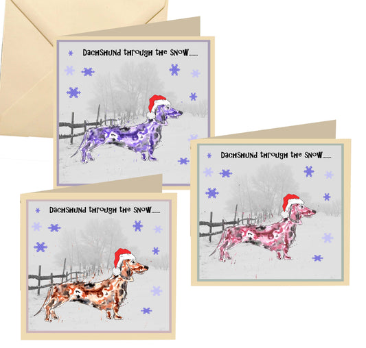 Dachshund multi pack Christmas card (6 cards)