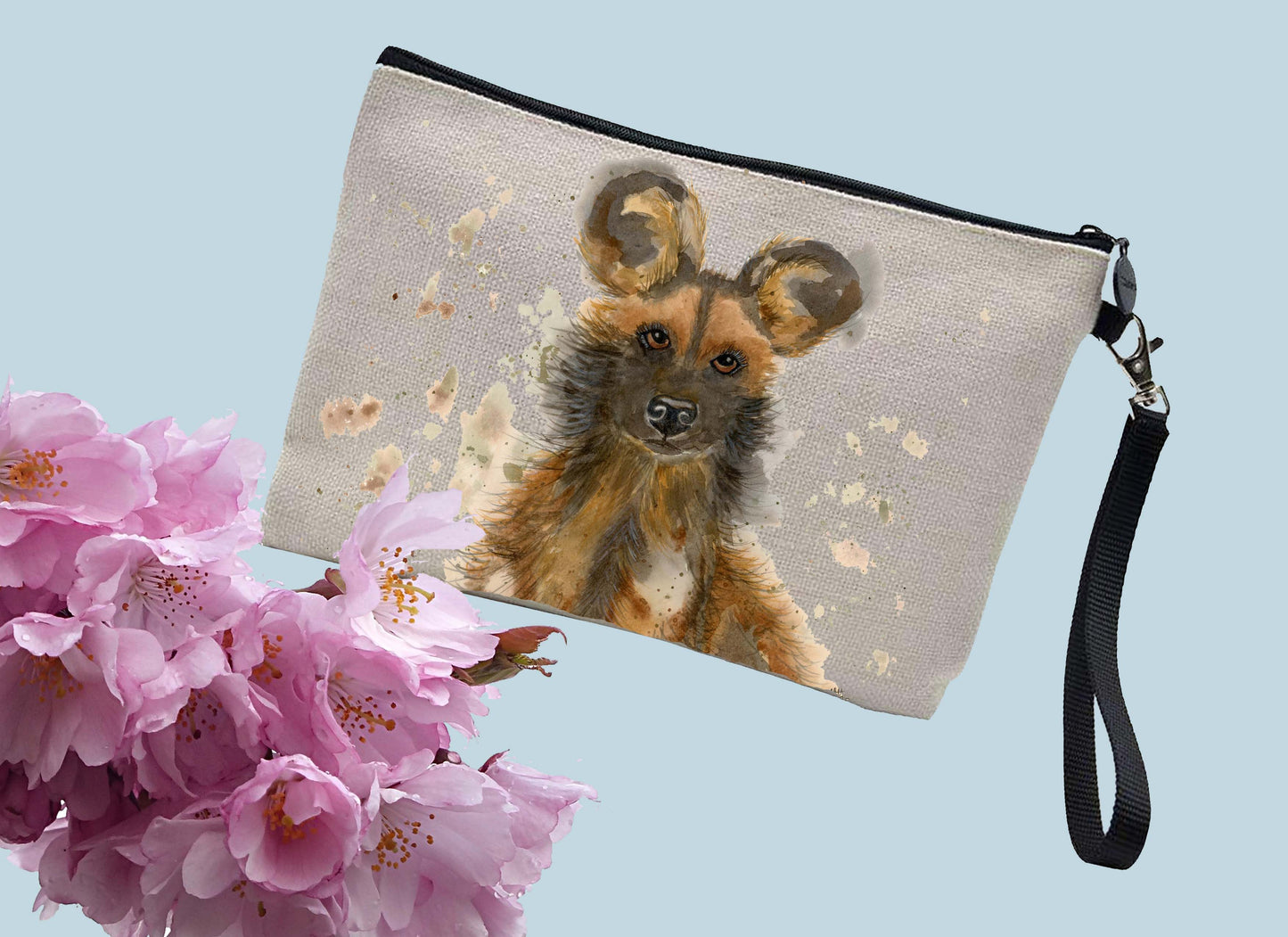 African painted dog make up / toiletries bag