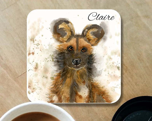 African painted dog coaster