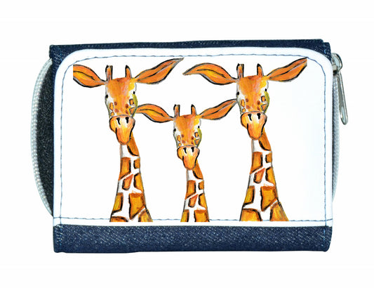 April giraffe family denim purse