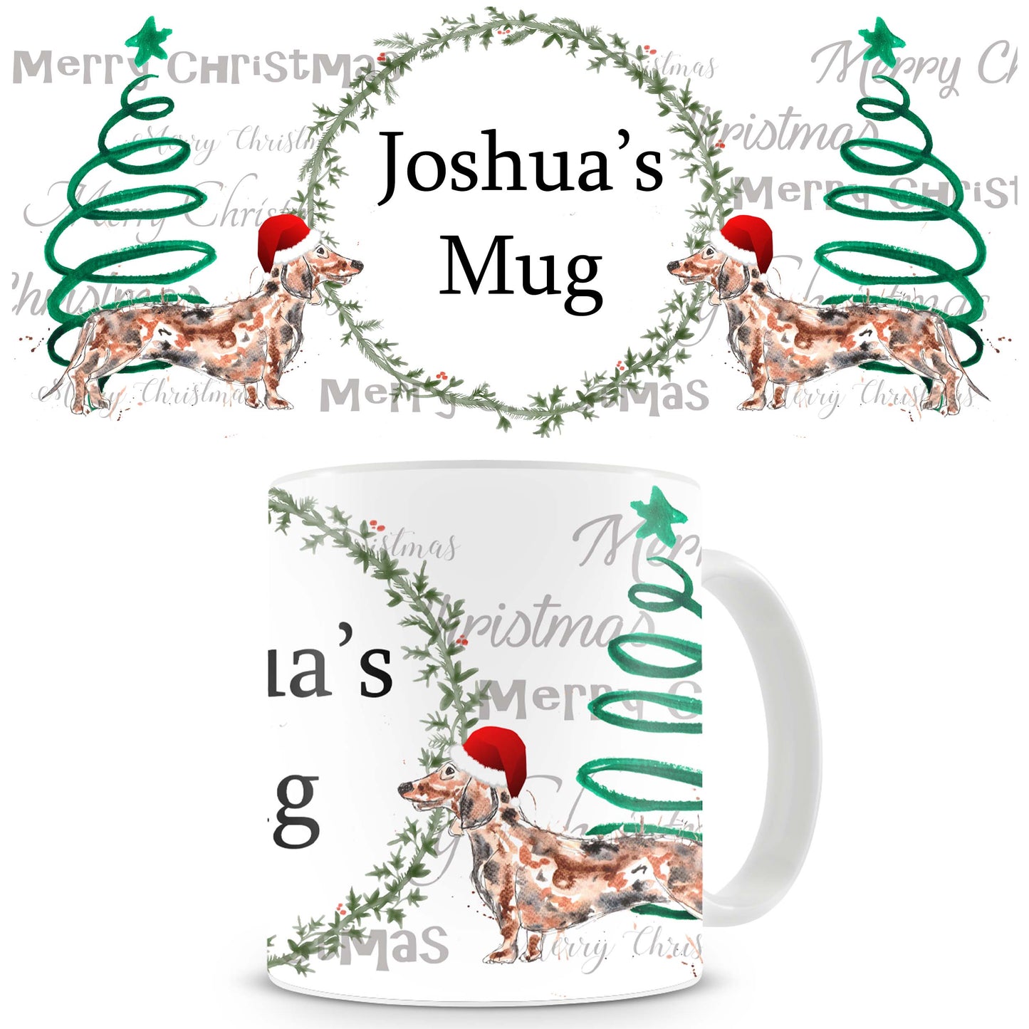Christmas dachshund mug personalised