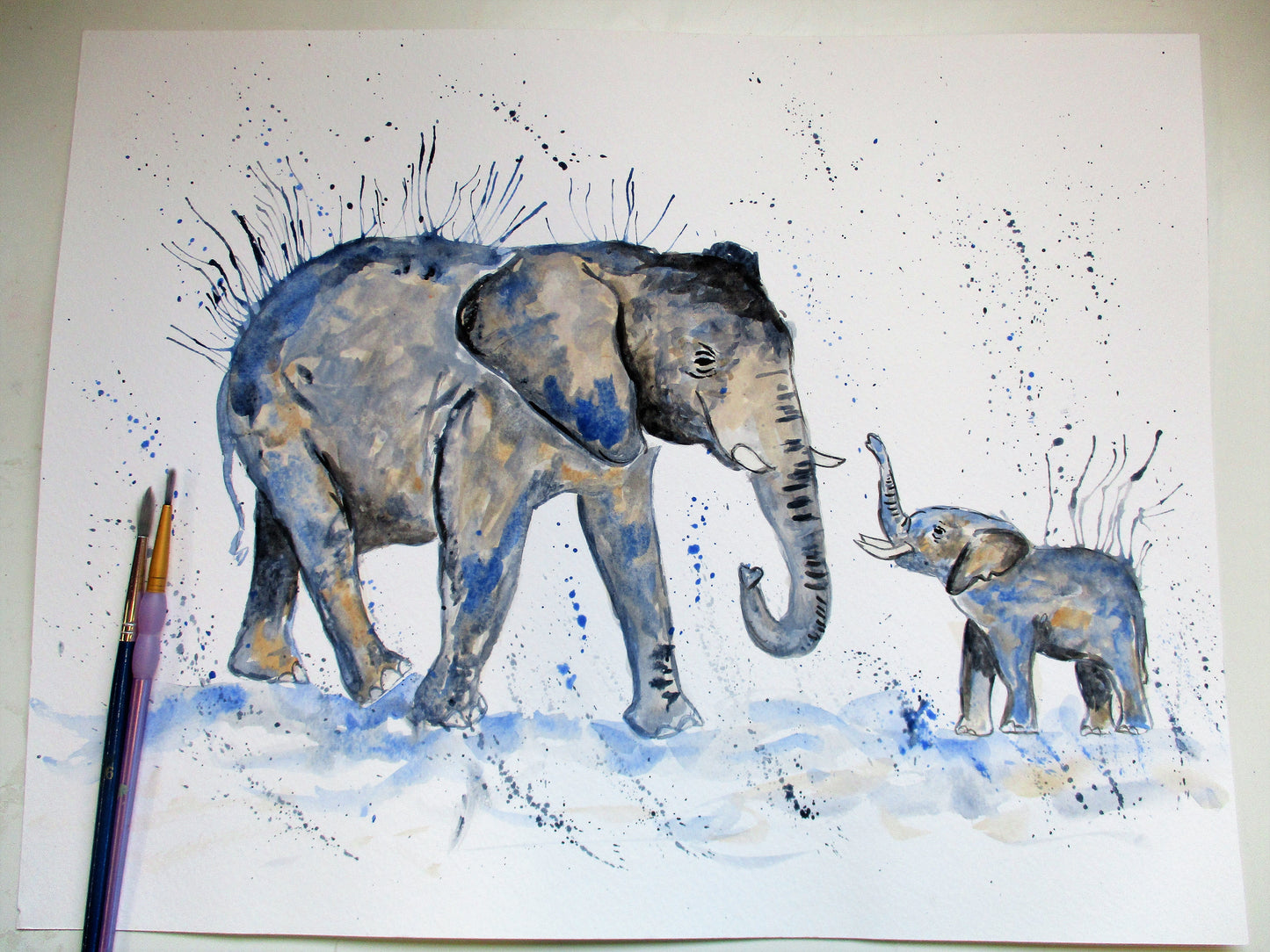 Elephant family original painting