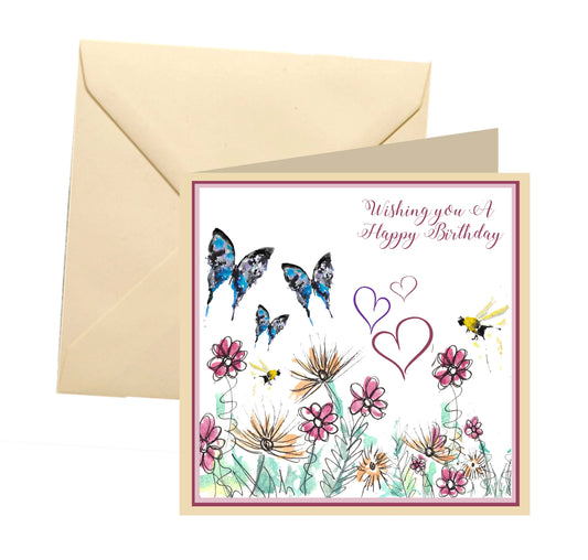 Butterfly floral birthday card