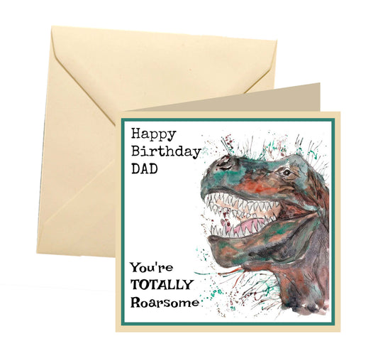 DAD Totally Roarsome dinosaur birthday card