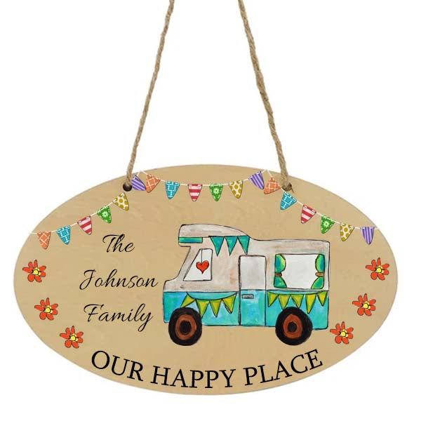Double sided OVAL Campervan/motorhome sign - personalised