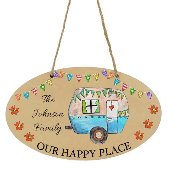 Double sided OVAL Caravan sign - personalised