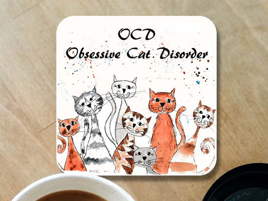 Crazy cats OCD 'Obsessive cat disorder' coaster