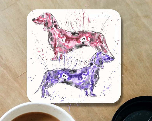 Dachshund 'colourful' coaster