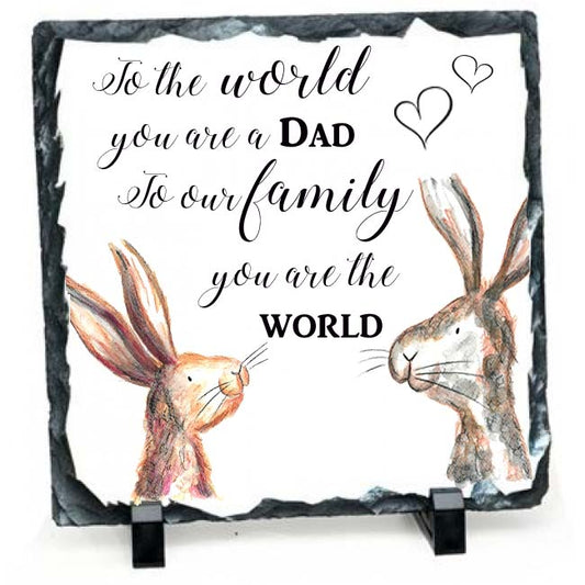 Dad rabbit slate plaque