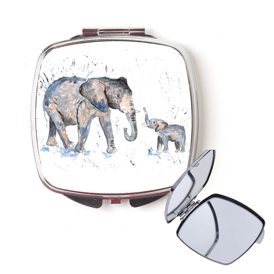 Elephant family compact mirror