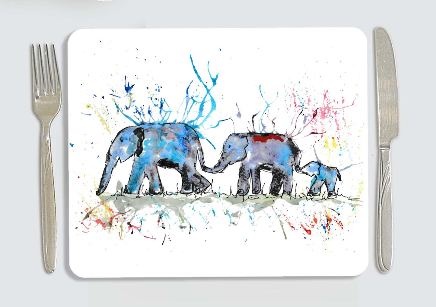 Elephant family row placemat
