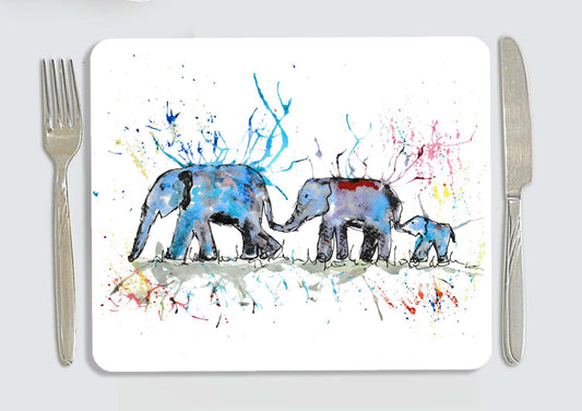 Elephant family row placemat