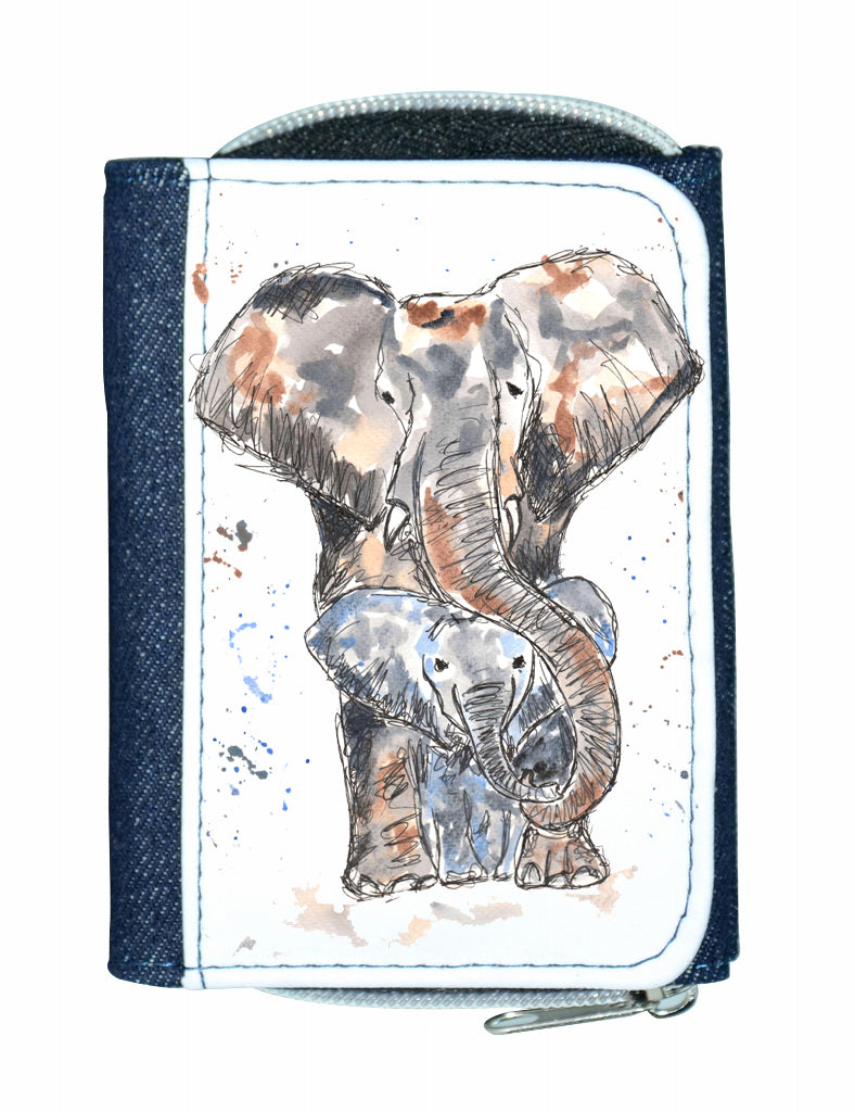 Elephant family denim purse