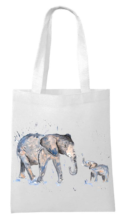 Elephant family tote shopping bag