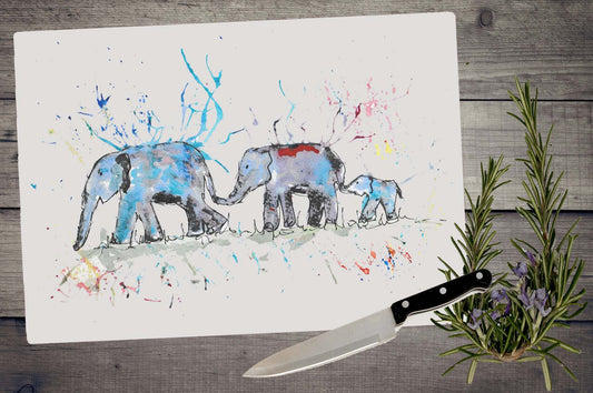 Elephant family row chopping board / Worktop saver