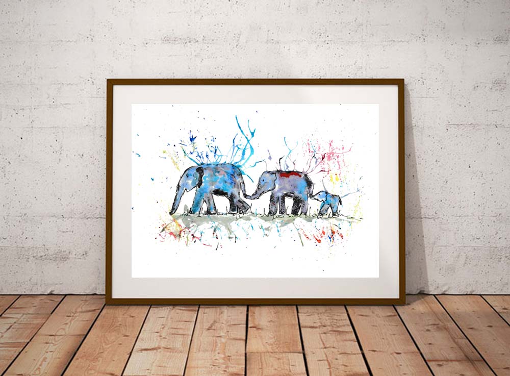 Elephant family fine art print