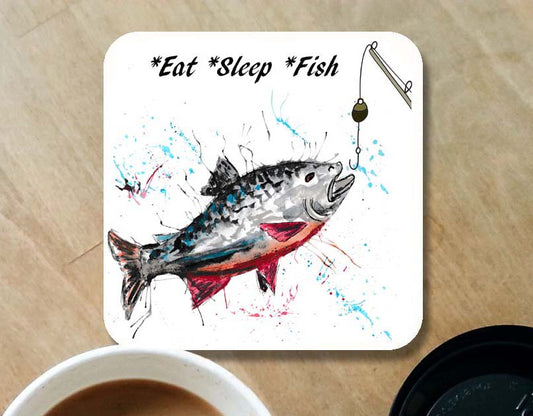 Fishing 'Eat, Sleep. Fish' coaster
