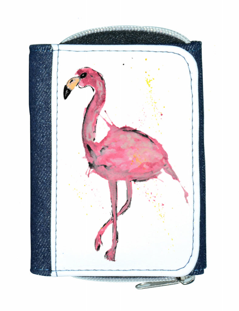 Flamingo denim purse