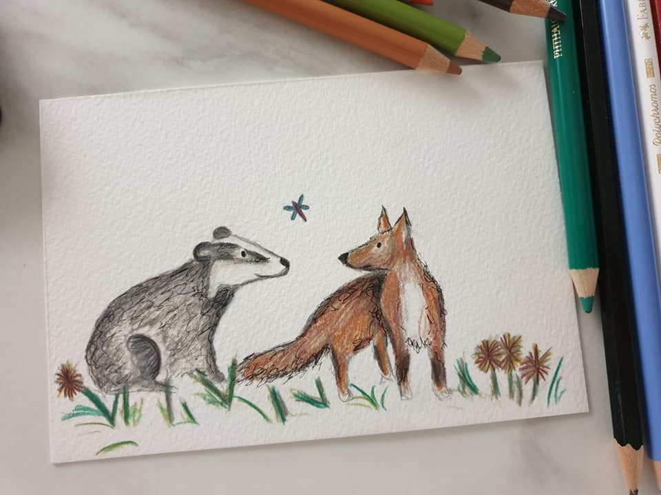 Fred the fox and George the badger illustration