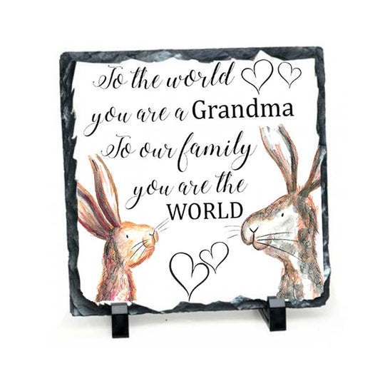 Grandma rabbit slate plaque