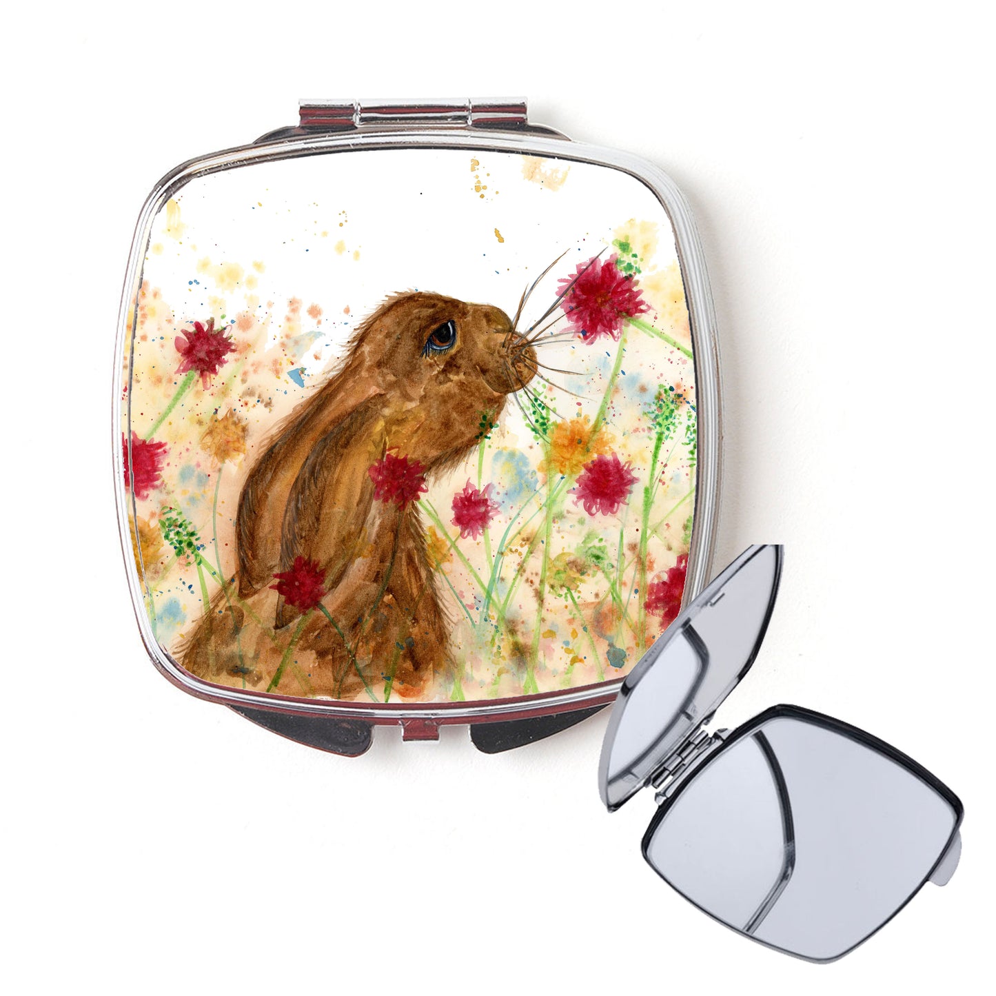 Meadow hare / rabbit compact mirror