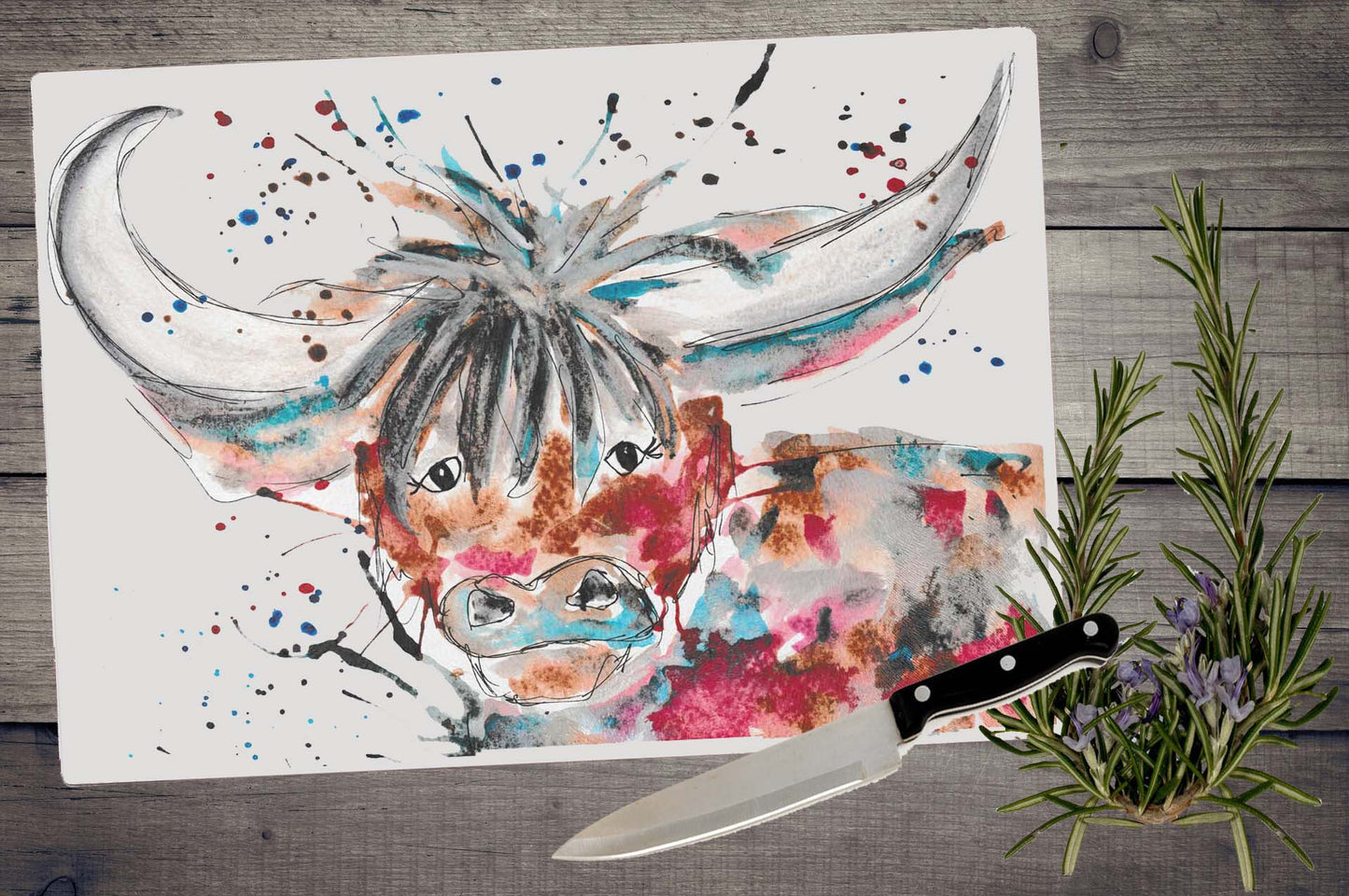 Clarice - highland cow chopping board / Worktop saver