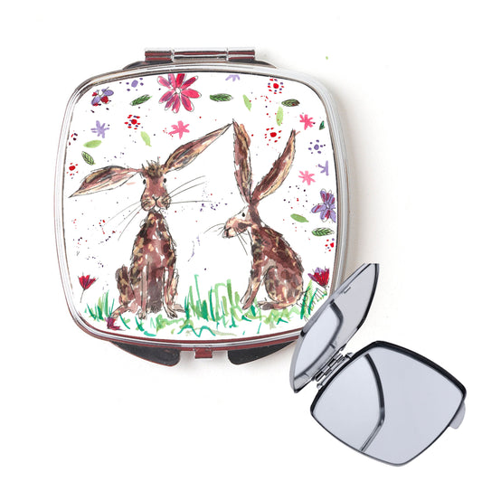 'Hopping around' Rabbits compact mirror