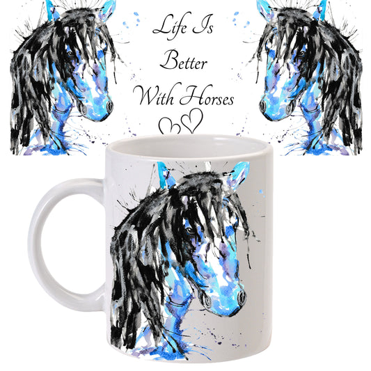 Blue horse mug