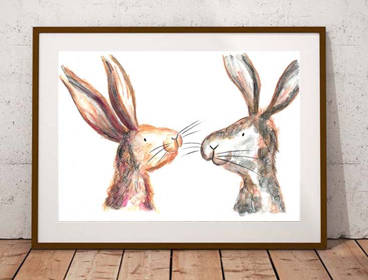Mia and Oscar rabbits fine art print