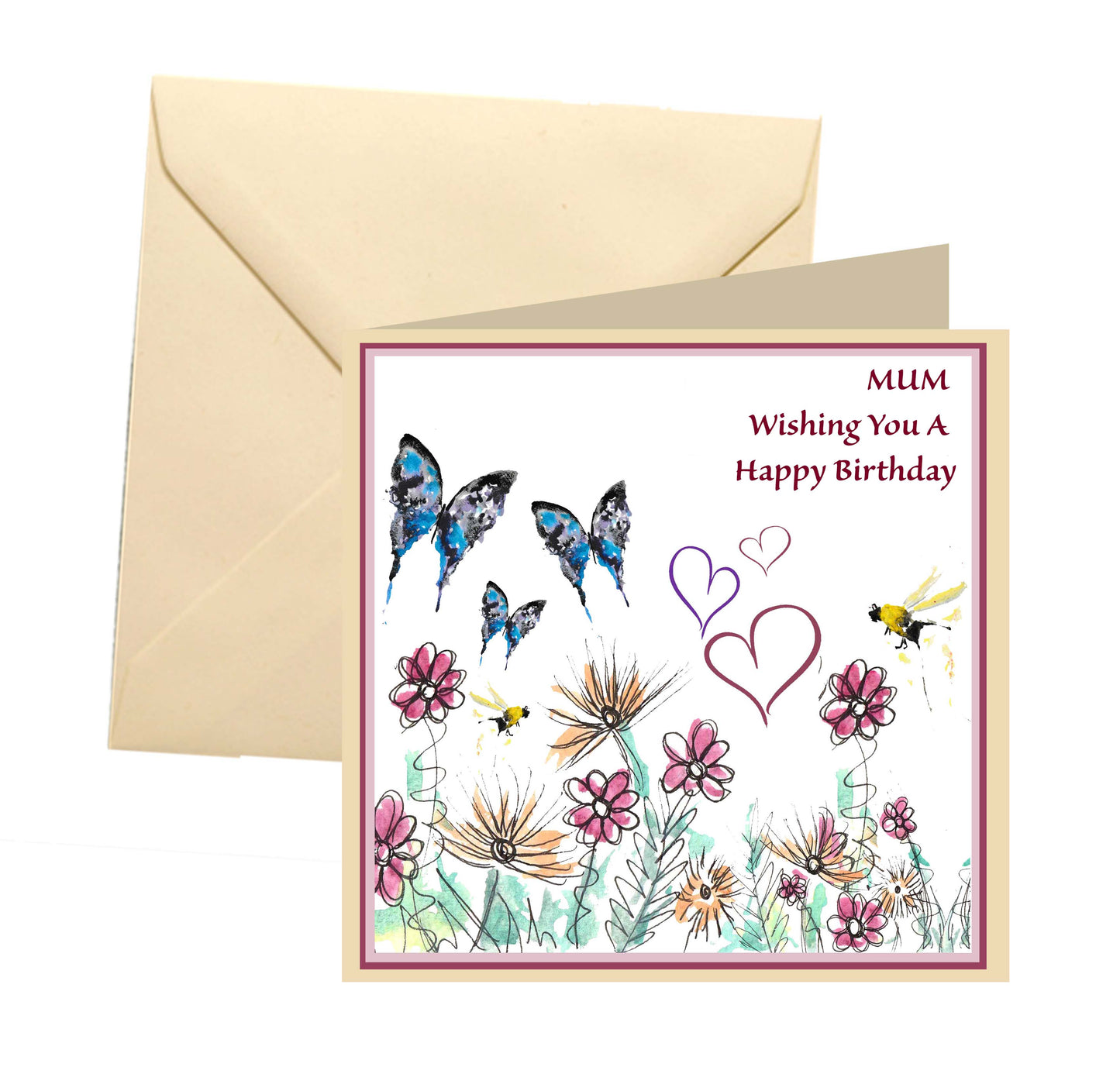 Mum butterfly/floral birthday card